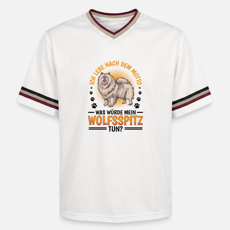What would Wolfspitz do German Wolfspitz - Unisex Football Style Mesh T-Shirt - offwhite/burgundy