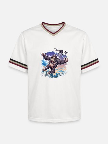 Gorille Drone Enfants Drôle - T-shirt de foot unisexe en mesh - blanc cassé/bordeaux