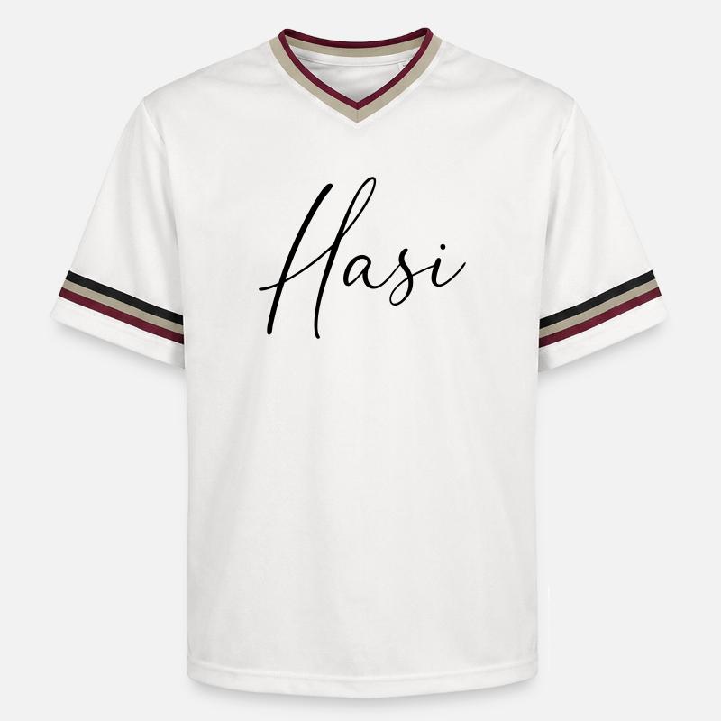 Hasi / Conception de l’écriture manuscrite - T-shirt de foot unisexe en mesh - blanc cassé/bordeaux