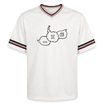 Computer Sprechblasen - Unisex Football Style Mesh T-Shirt - Offwhite/Bordeaux - Vorne - AI Model Male 178 light (178cm) & AI Model Male 178 dark (178cm)
