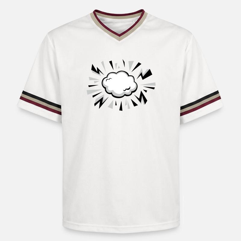 Comic Cloud with Lightning - Unisex Football Style Mesh T-Shirt - offwhite/burgundy