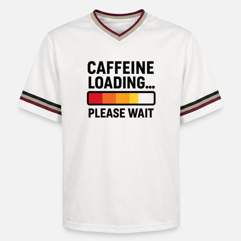 Caffeine Loading – Kaffee Power - Unisex Football Style Mesh T-Shirt - Offwhite/Bordeaux