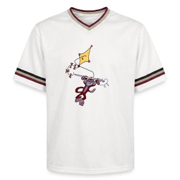 Adventure Monkey - Unisex Football Style Mesh T-Shirt - offwhite/burgundy - Front - AI Model Male 178 light (178cm) & AI Model Male 178 dark (178cm)