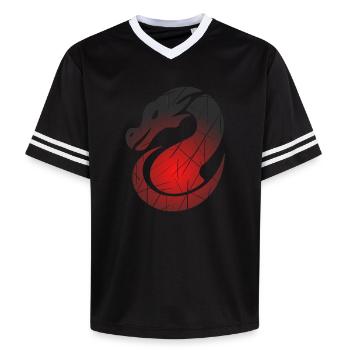 Roter Drachen mit Split-Textur - Unisex Football Style Mesh T-Shirt - Offwhite/Bordeaux - Vorne - AI Model Male 178 light (178cm) & AI Model Male 178 dark (178cm)