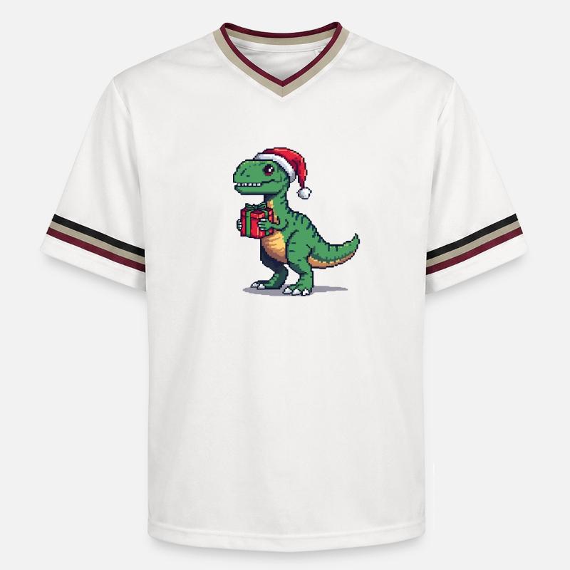 Vélociraptor 8 bits Pixel Noël - T-shirt de foot unisexe en mesh - blanc cassé/bordeaux