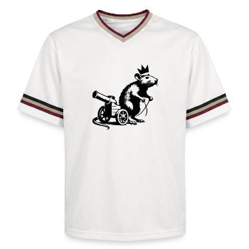 Imperial Rat on Cannon Cart | King Rat - Unisex Football Style Mesh T-Shirt - offwhite/burgundy - Front - AI Model Male 178 light (178cm) & AI Model Male 178 dark (178cm)
