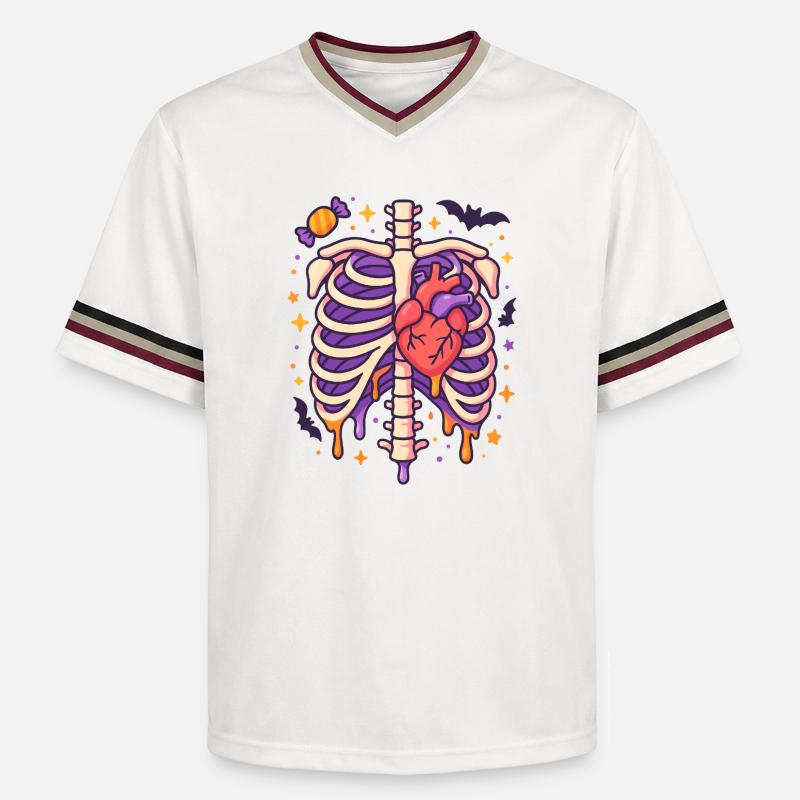 Anatomy Gothic Thoracic Cage - T-shirt de foot unisexe en mesh - blanc cassé/bordeaux