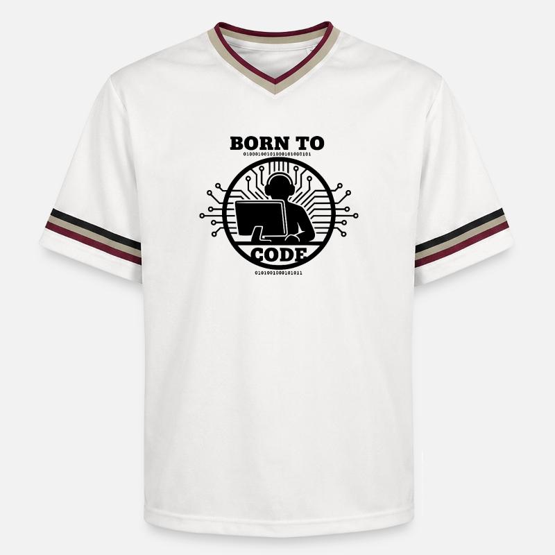 Coder Born to Code Programmer - Unisex Football Style Mesh T-Shirt - offwhite/burgundy