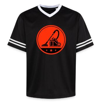 Staubsauger Putzen - Unisex Football Style Mesh T-Shirt - Offwhite/Bordeaux - Vorne - AI Model Male 178 light (178cm) & AI Model Male 178 dark (178cm)