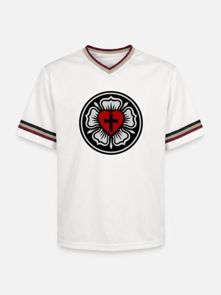 Lutherische Rose - Unisex Football Style Mesh T-Shirt - Offwhite/Bordeaux