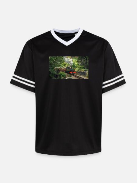 Ffestiniog Idyll - Unisex Football Style Mesh T-Shirt - offwhite/burgundy