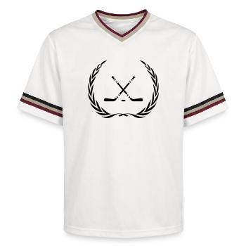 Eishockey hockeyschläger Kranz - Unisex Football Style Mesh T-Shirt - Offwhite/Bordeaux - Vorne - AI Model Male 178 light (178cm) & AI Model Male 178 dark (178cm)
