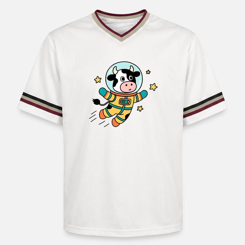 Vache Astronaute dans l'espace - Unisex Football Style Mesh T-Shirt - blanc cassé/bordeaux