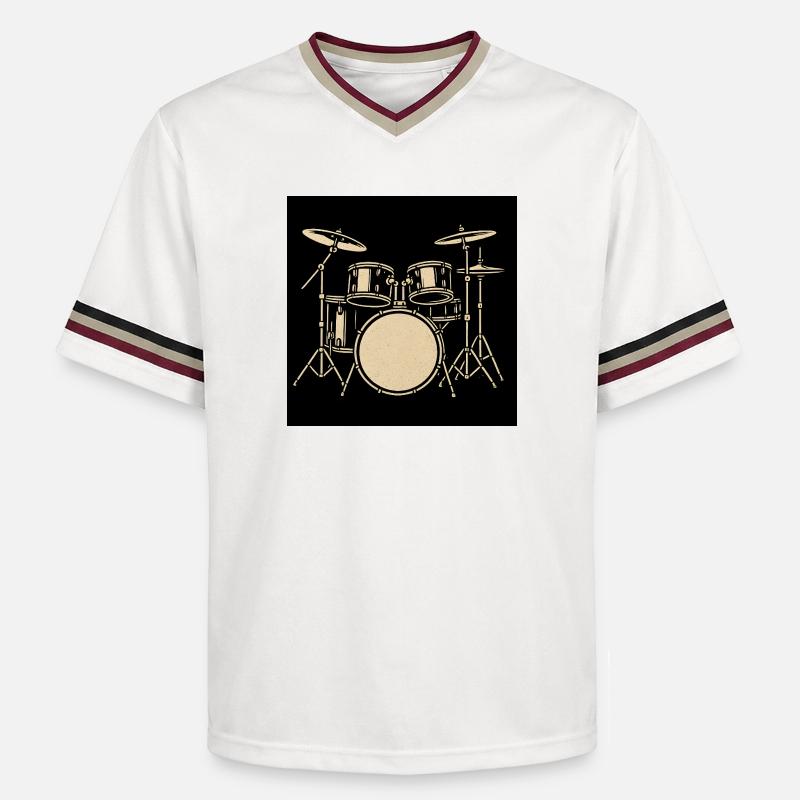 Schwarzsilbernes Drumset Illustration - Unisex Football Style Mesh T-Shirt - Offwhite/Bordeaux
