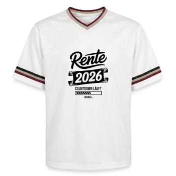 Pension 2026 Countdown Chart - Unisex Football Style Mesh T-Shirt - offwhite/burgundy - Front - AI Model Male 178 light (178cm) & AI Model Male 178 dark (178cm)
