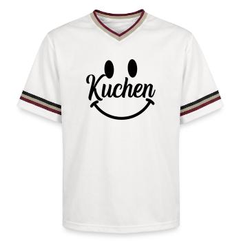 kuchen  - Unisex Football Style Mesh T-Shirt - Offwhite/Bordeaux - Vorne - AI Model Male 178 light (178cm) & AI Model Male 178 dark (178cm)