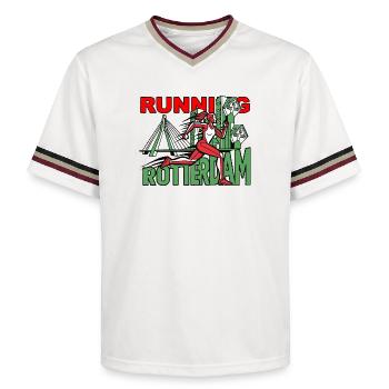 Läufer Rotterdam CityRun - Unisex Football Style Mesh T-Shirt - Offwhite/Bordeaux - Vorne - AI Model Male 178 light (178cm) & AI Model Male 178 dark (178cm)