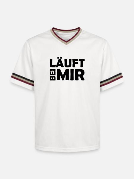 Runs with me - Cool saying - Running - Unisex Football Style Mesh T-Shirt - offwhite/burgundy