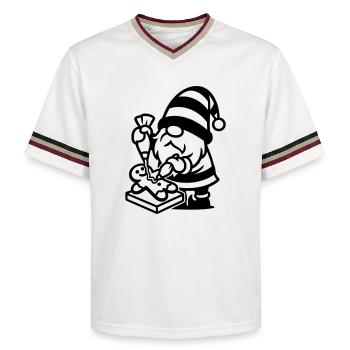 Nain pâtisserie en pain d’épices - T-shirt de foot unisexe en mesh - blanc cassé/bordeaux - Devant - AI Model Male 178 light (178cm) & AI Model Male 178 dark (178cm)