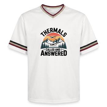 Glider Thermik ruft, ich antworte– Segelflug - Unisex Football Style Mesh T-Shirt - Offwhite/Bordeaux - Vorne - AI Model Male 178 light (178cm) & AI Model Male 178 dark (178cm)