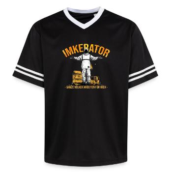 Imkerator Ganze Völker arbeiten für mich - Unisex Football Style Mesh T-Shirt - Offwhite/Bordeaux - Vorne - AI Model Male 178 light (178cm) & AI Model Male 178 dark (178cm)