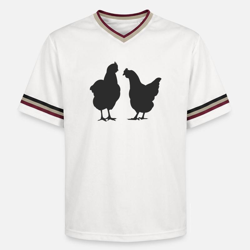 Silhouette des deux poulets - T-shirt de foot unisexe en mesh - blanc cassé/bordeaux