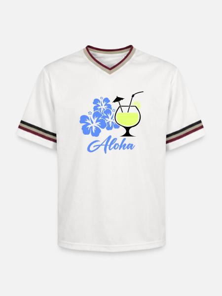 Boisson tropicale d’hibiscus à l’aloha - T-shirt de foot unisexe en mesh - blanc cassé/bordeaux