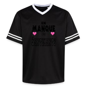 In Need of Feelings - Unisex Football Style Mesh T-Shirt - offwhite/burgundy - Front - AI Model Male 178 light (178cm) & AI Model Male 178 dark (178cm)
