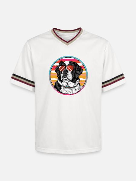 Sun dog in retro summer - Unisex Football Style Mesh T-Shirt - offwhite/burgundy