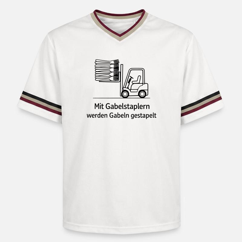 forklift pun fork stacking - Unisex Football Style Mesh T-Shirt - offwhite/burgundy