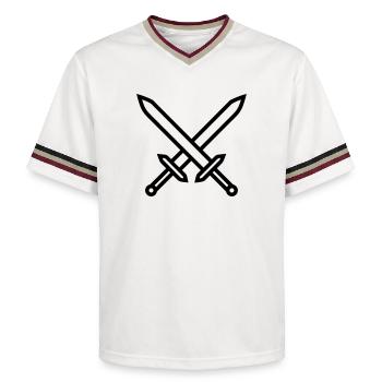 Crossed Swords Medieval Combat - Unisex Football Style Mesh T-Shirt - offwhite/burgundy - Front - AI Model Male 178 light (178cm) & AI Model Male 178 dark (178cm)
