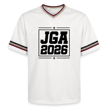 Jga 2026 Enterrement de vie de garçon - T-shirt de foot unisexe en mesh - blanc cassé/bordeaux - Devant - AI Model Male 178 light (178cm) & AI Model Male 178 dark (178cm)