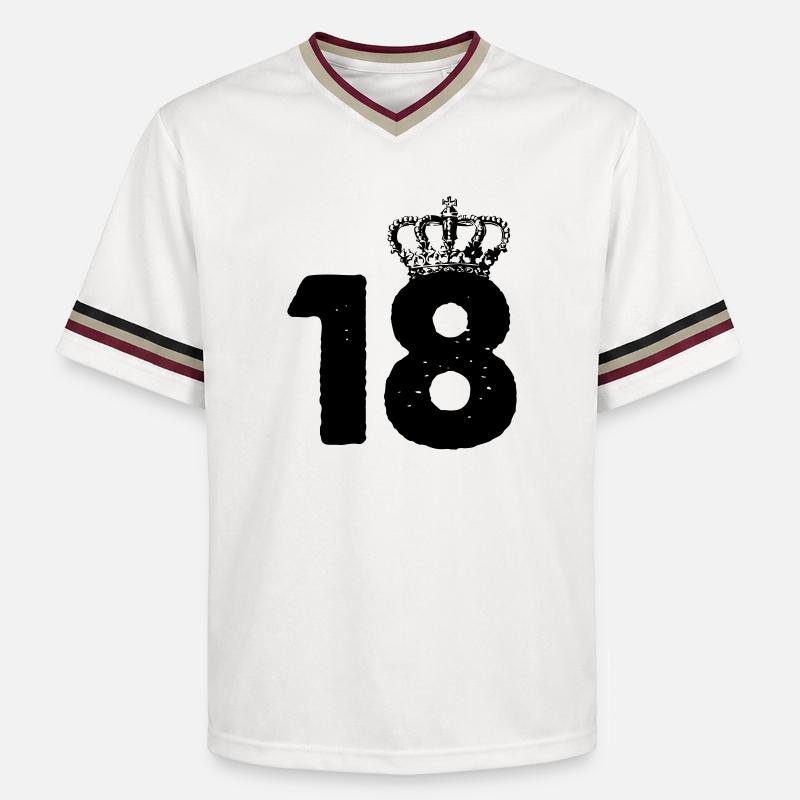 18 Krone - Unisex Football Style Mesh T-Shirt - Offwhite/Bordeaux