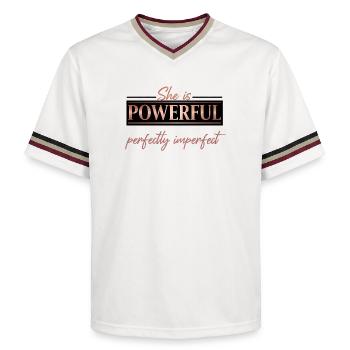 Puissant et parfaitement imparfait – Design Rose Gold - T-shirt de foot unisexe en mesh - blanc cassé/bordeaux - Devant - AI Model Male 178 light (178cm) & AI Model Male 178 dark (178cm)