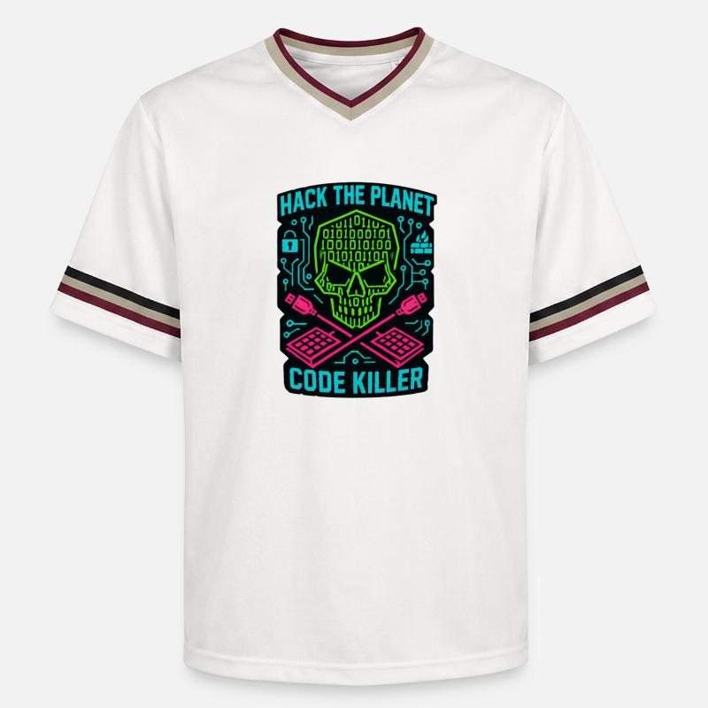 Hack the Planet Code Killer - Cybersécurité - T-shirt de foot unisexe en mesh - blanc cassé/bordeaux