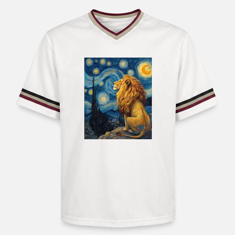 Lion Van Gogh - T-shirt de foot unisexe en mesh - blanc cassé/bordeaux
