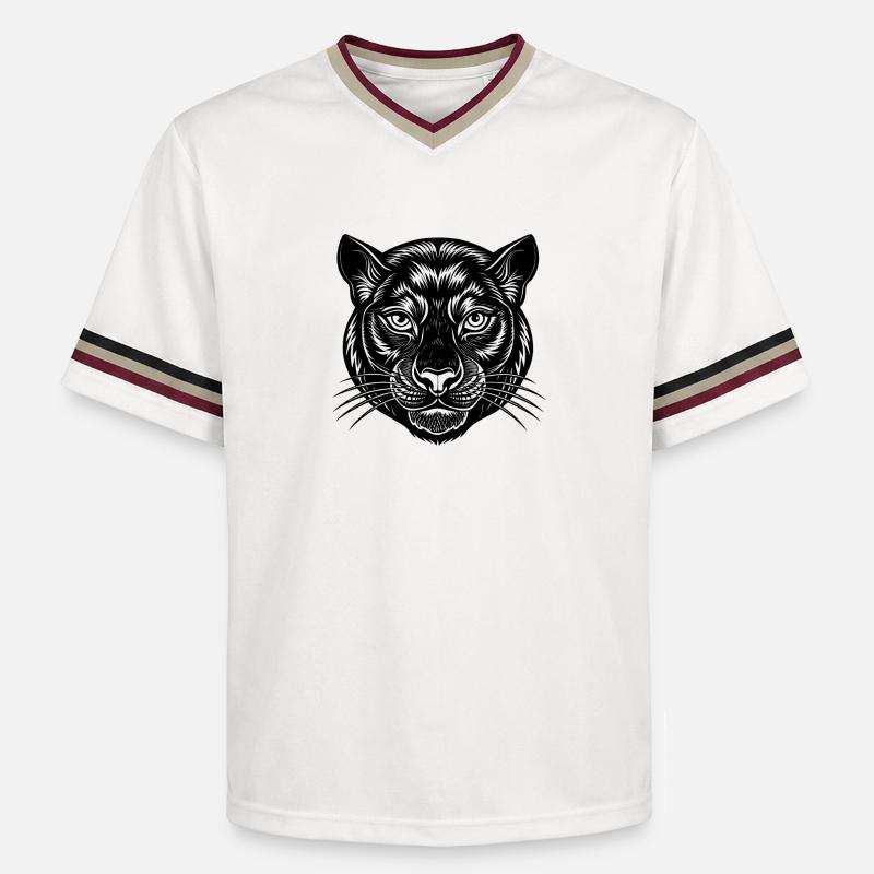 Visage de panthère - T-shirt de foot unisexe en mesh - blanc cassé/bordeaux
