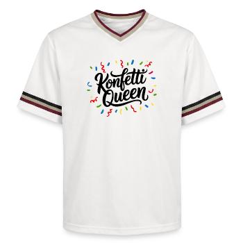 Fête de la Reine des confettis - T-shirt de foot unisexe en mesh - blanc cassé/bordeaux - Devant - AI Model Male 178 light (178cm) & AI Model Male 178 dark (178cm)