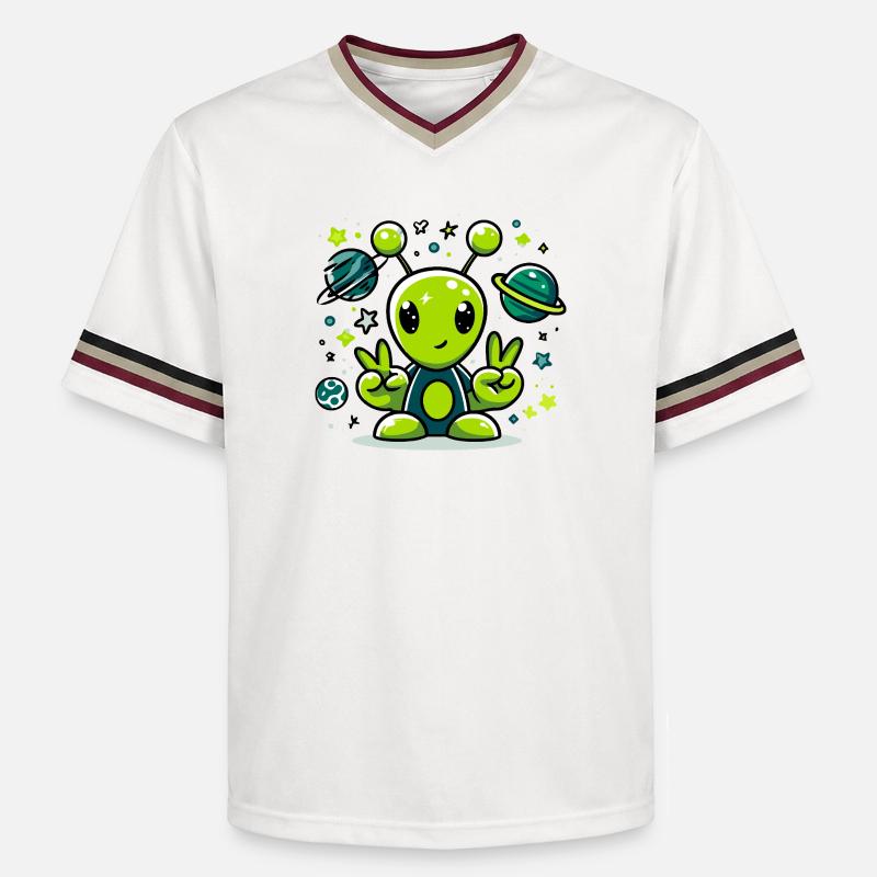 Extraterrestre vert dans l’espace - T-shirt de foot unisexe en mesh - blanc cassé/bordeaux