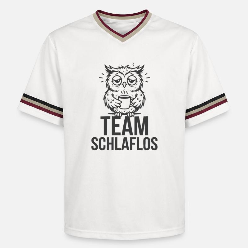 Team Schlaflos – Müde Eule - Unisex Football Style Mesh T-Shirt - Offwhite/Bordeaux