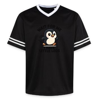 Pinguin Spruch Humor Meme Lustig Geschenkidee - Unisex Football Style Mesh T-Shirt - Offwhite/Bordeaux - Vorne - AI Model Male 178 light (178cm) & AI Model Male 178 dark (178cm)