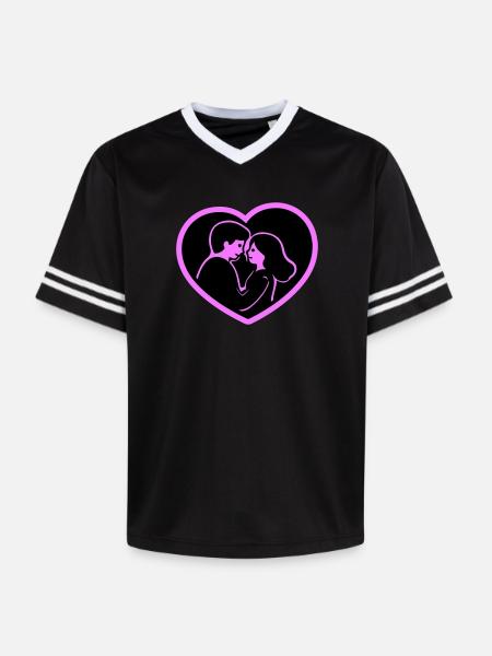 Herz Verliebt Paar - Unisex Football Style Mesh T-Shirt - Offwhite/Bordeaux