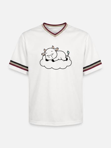 Sleeping Cow Cloud Dream Baby - Unisex Football Style Mesh T-Shirt - offwhite/burgundy