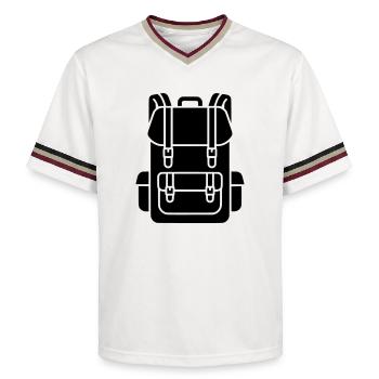 Hiking Backpack Trekking Gear - Unisex Football Style Mesh T-Shirt - offwhite/burgundy - Front - AI Model Male 178 light (178cm) & AI Model Male 178 dark (178cm)