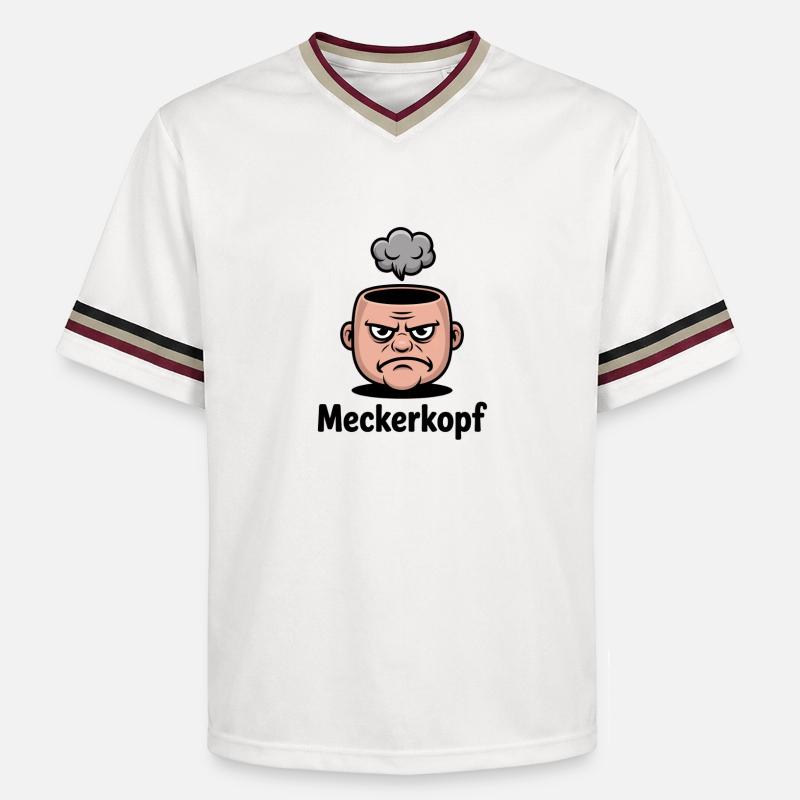 Complainer Annoyed Grumpy Comic Face - Unisex Football Style Mesh T-Shirt - offwhite/burgundy