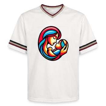 Bunte Mutter-Kind-Harmonie - Unisex Football Style Mesh T-Shirt - Offwhite/Bordeaux - Vorne - AI Model Male 178 light (178cm) & AI Model Male 178 dark (178cm)