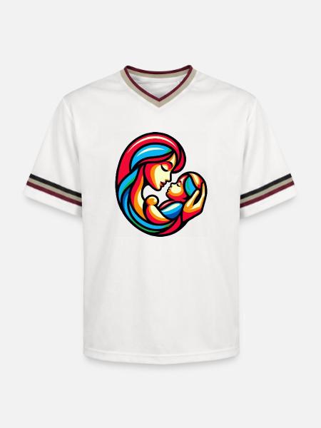 Bunte Mutter-Kind-Harmonie - Unisex Football Style Mesh T-Shirt - Offwhite/Bordeaux