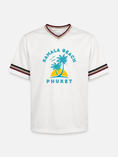 Kamala Beach Phuket Sunset Palm - Unisex Football Style Mesh T-Shirt - offwhite/burgundy