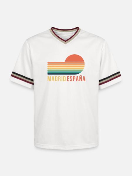 Madrid, Spain - Unisex Football Style Mesh T-Shirt - offwhite/burgundy