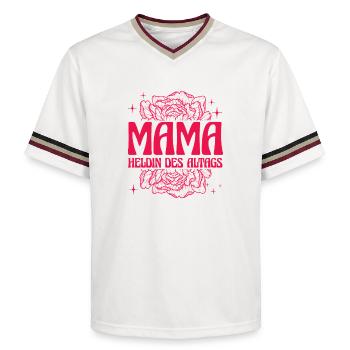 Mom Heroine of Everyday Retro Floral Design - Unisex Football Style Mesh T-Shirt - offwhite/burgundy - Front - AI Model Male 178 light (178cm) & AI Model Male 178 dark (178cm)